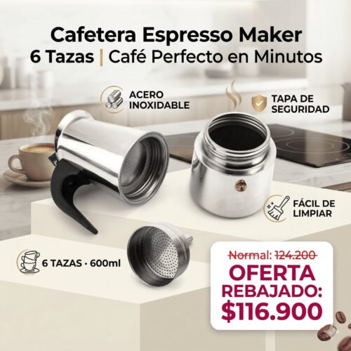 cafetera-espresso-maker-6-tazas Cafetera Espresso Maker 6 Tazas | Café Perfecto en Minutos,