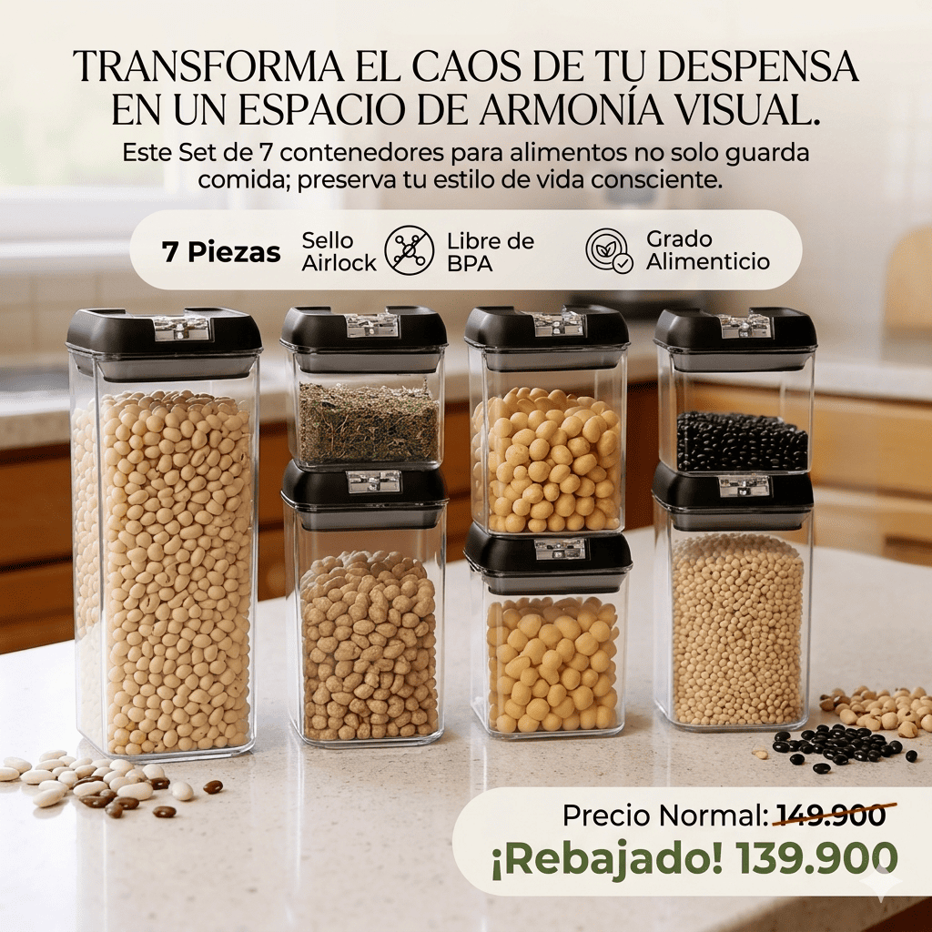 Contenedores para alimentos x7 &ndash; Orden que inspira calma en tu hogar