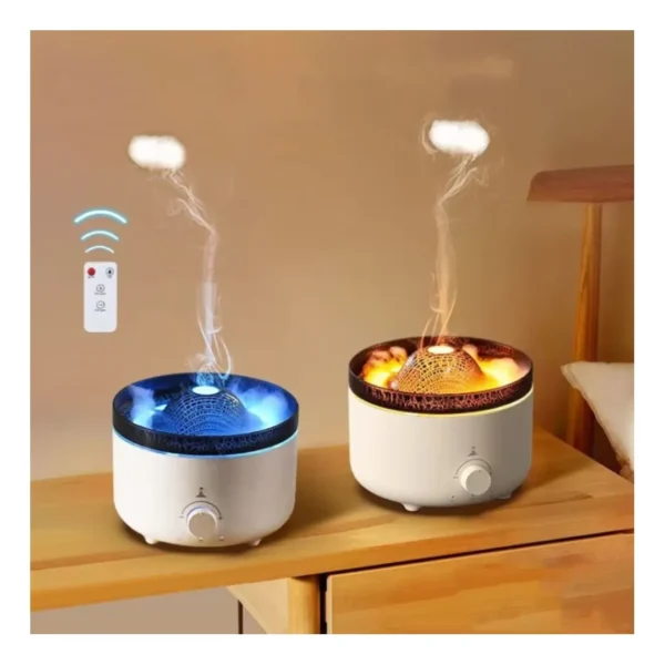 Humidificador Volcánico 500ml | Llama + Aromaterapia + Control Remoto