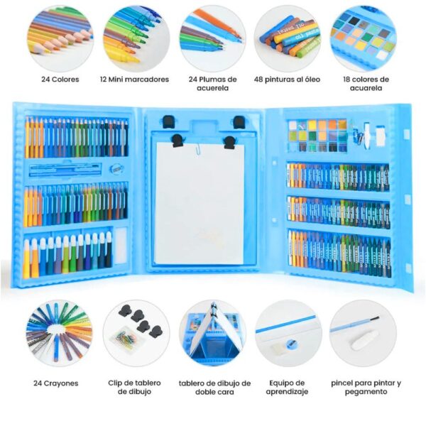 Set Kit de Arte Maleta 208 Piezas Azul | Regalo Creativo Niños