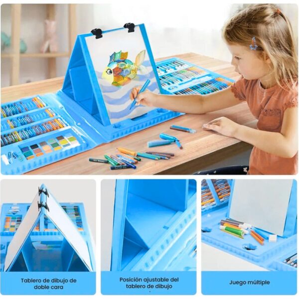 Set Kit de Arte Maleta 208 Piezas Azul | Regalo Creativo Niños