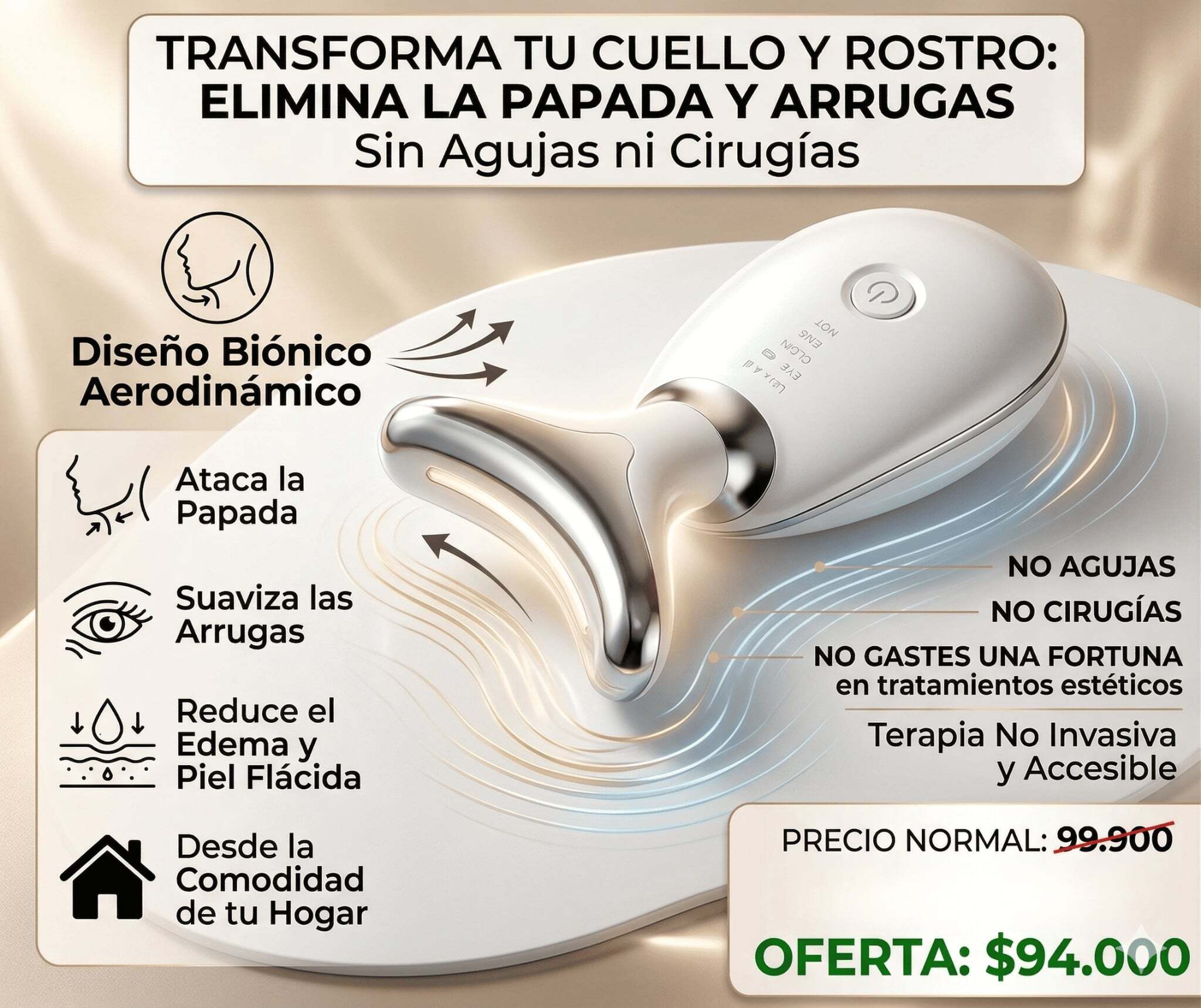 Masajeador Facial Antipapada con Luz LED | Luce 10 A&ntilde;os Menos Desde Casa