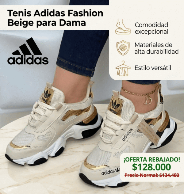 Tenis Adidas Fashion Beige Dama | Calidad AAA y Estilo Chic