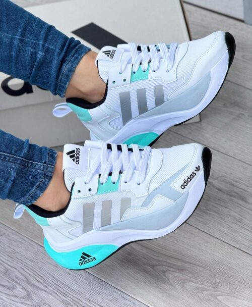 Tenis Adidas Bounce 2.0 Blanco Turquesa | Calidad Doble AA 🇨🇴