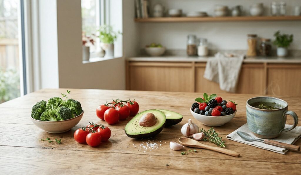 Alimentos saludables como frutas y verduras que ayudan a prevenir el c&aacute;ncer